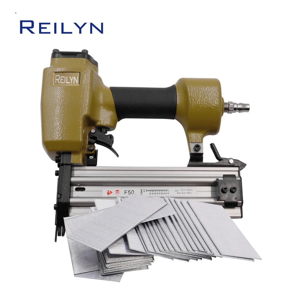 Reilyn 18Ga Air Brad Stapler F50 Upholstery Nailer for Sofas Framing Joinery Exhibition Construction Pneumatic Tool