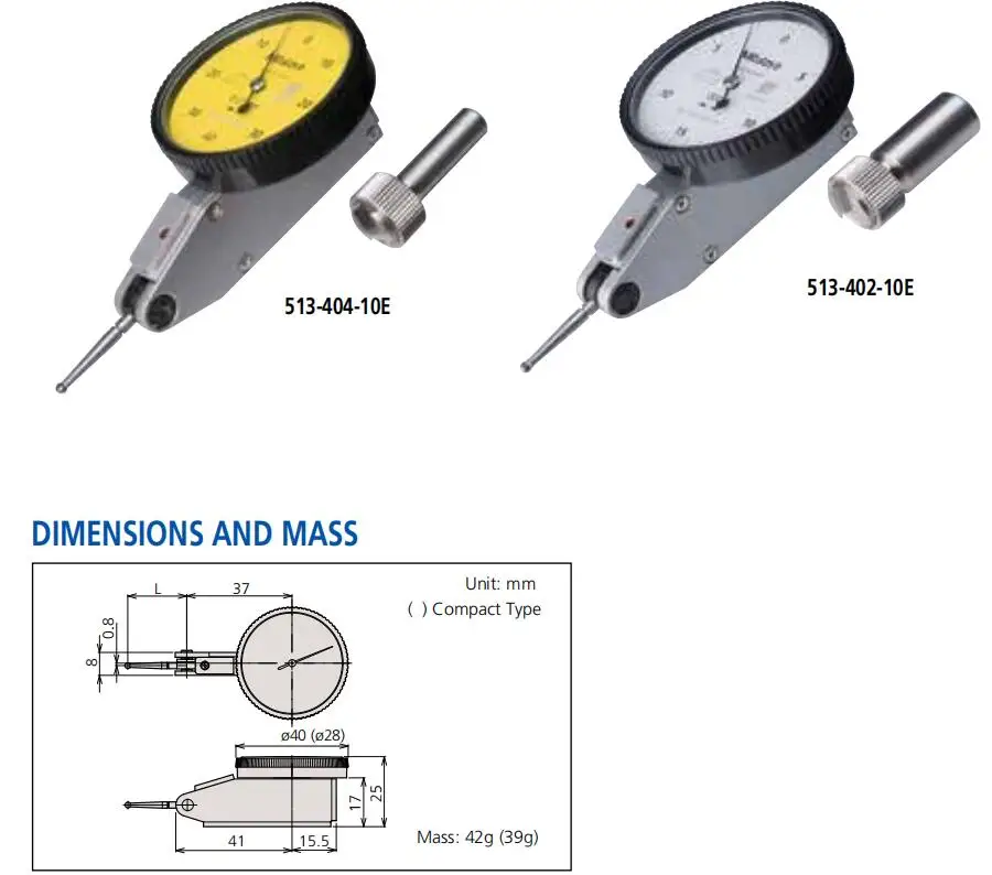 513-425-10E Graduation 0.002mm/2um Measuring Range 0.6mm Dial Reading 0-100-0 Dial test Indicators
