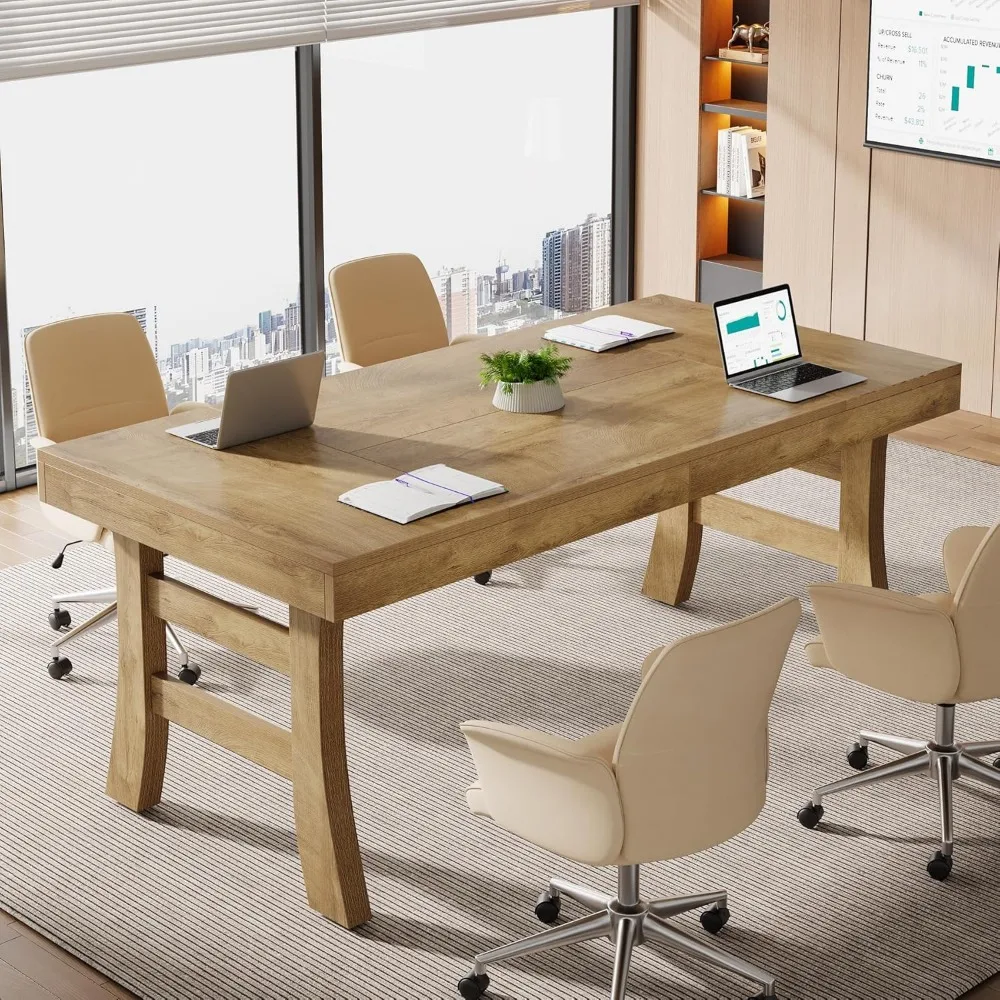 مكتب تنفيذي كبير مقاس 63 بوصة، محطة عمل كمبيوتر متينة الساق، طاولة كتابة على طراز المزرعة لبيئة العمل #5