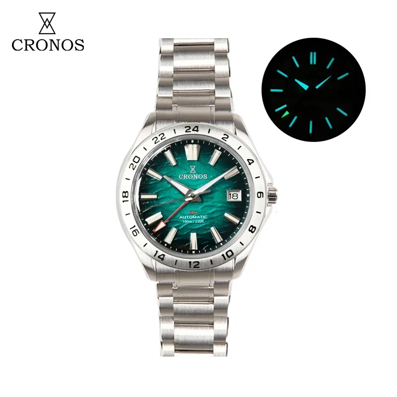 

Cronos GS 39mm Gradual Desert Texture Men Watch NH34 Automatic Mechanical Bubble Sapphire Glass Brushed Bracelet 10ATM L6029