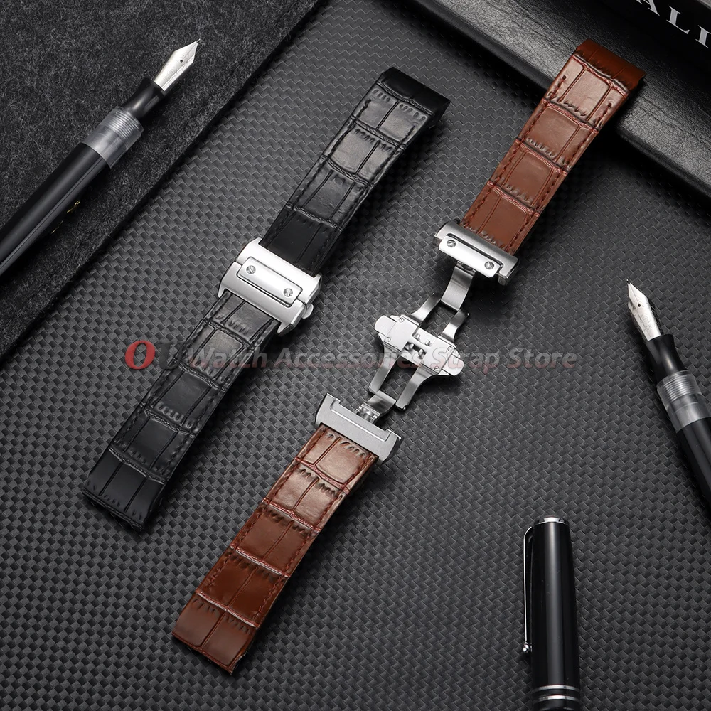 Für Cartier Uhrenarmband, Rindsleder-Uhrenarmband, 20 mm, 23 mm, für Santos 100-Serie, weiches Armband, Faltschließe, Herrenarmbänder – Detail 9