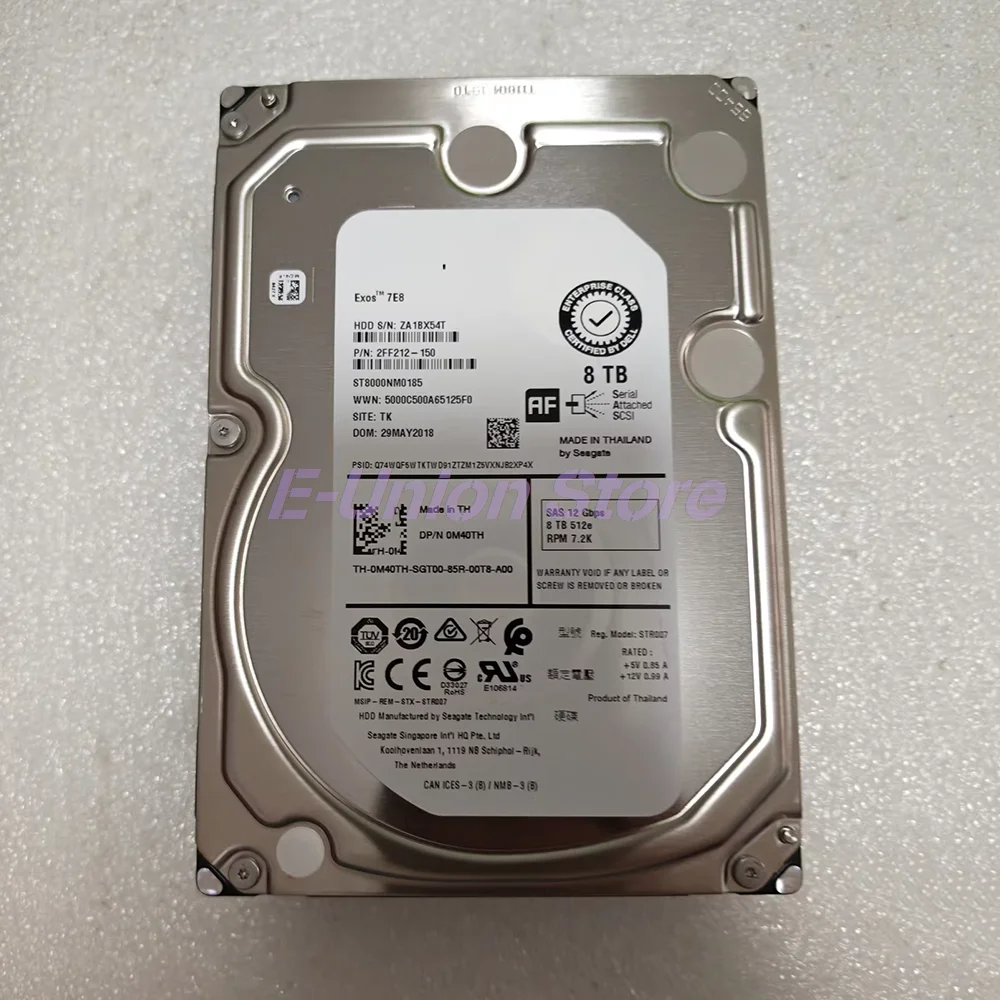 

ST8000NM0185 M40TH HDD For Seagate T440 T640 R730xd R740xd Server Hard Disk 8T 7.2K SAS 3.5" 12GB Hard Drive