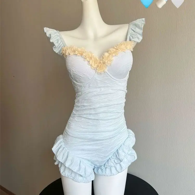 Maillot de bain une pièce pour femmes, bretelles dos nu, coupe cintrée, mignon, Style japonais, amincissant, nouvelle collection 2025
