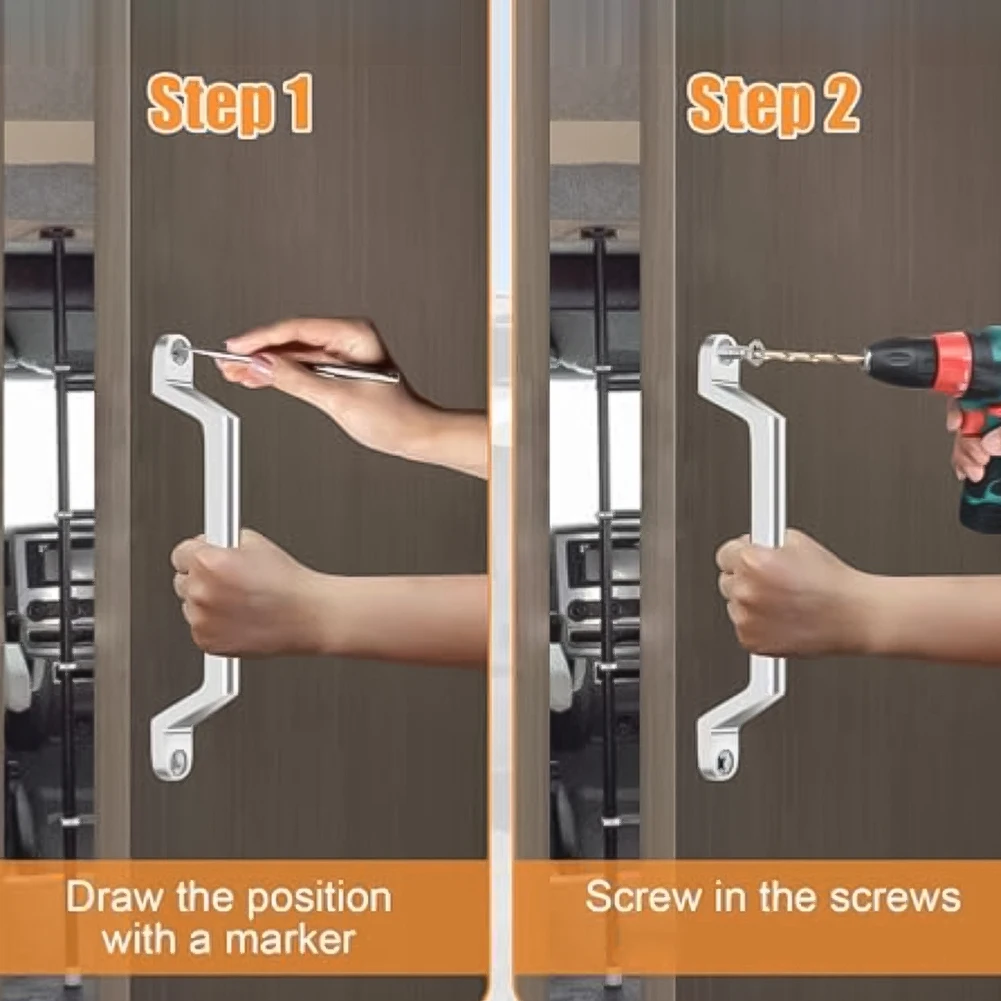 For RV Stainless Grab Bar RV Grab Handle Rv Grab Door Handle Set Stainless Ergonomic Larger Grip Easy Installation