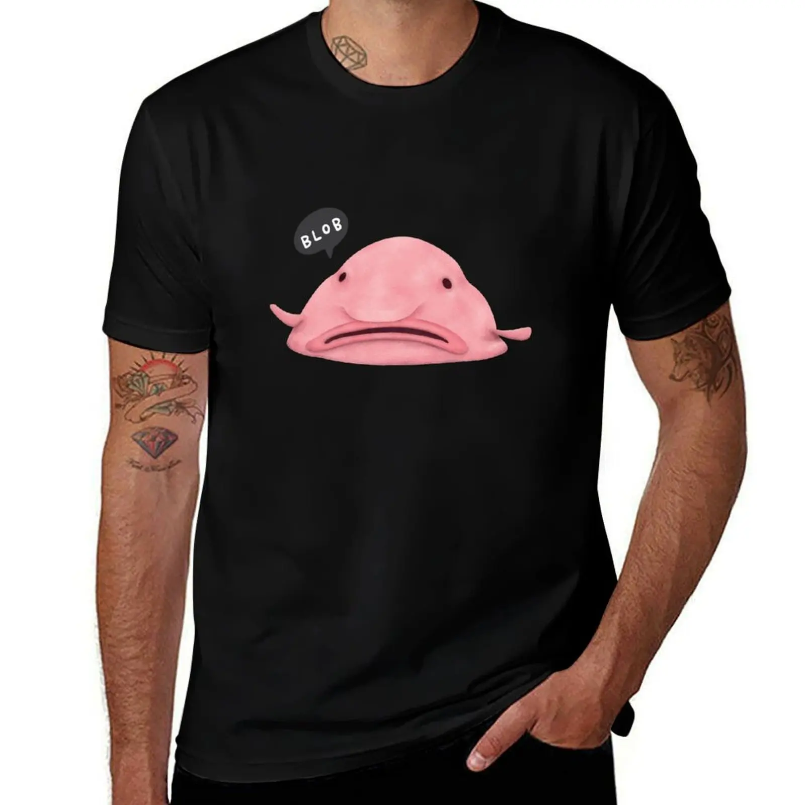 Adorable Funny Blob Fish Deep Sea Creature T-Shirt Christmas Casual Short Sleeve Top