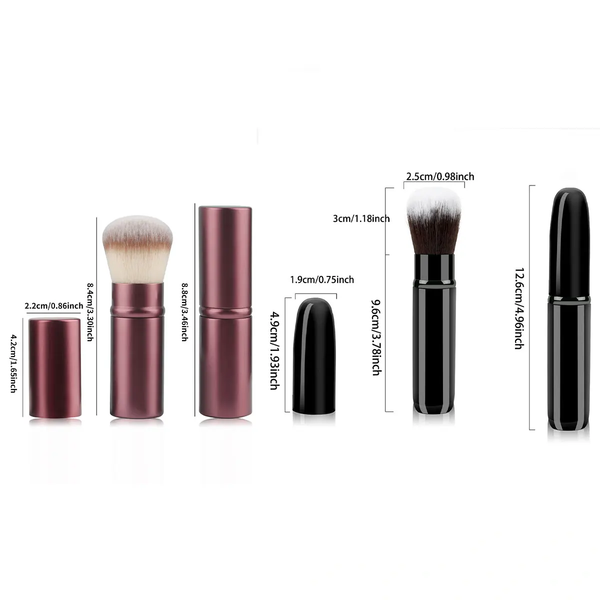 1pc Retractable Brush Makeup Brush Powder Blusher Powder Brush Mini Multi-function Portable With Aluminum Handle