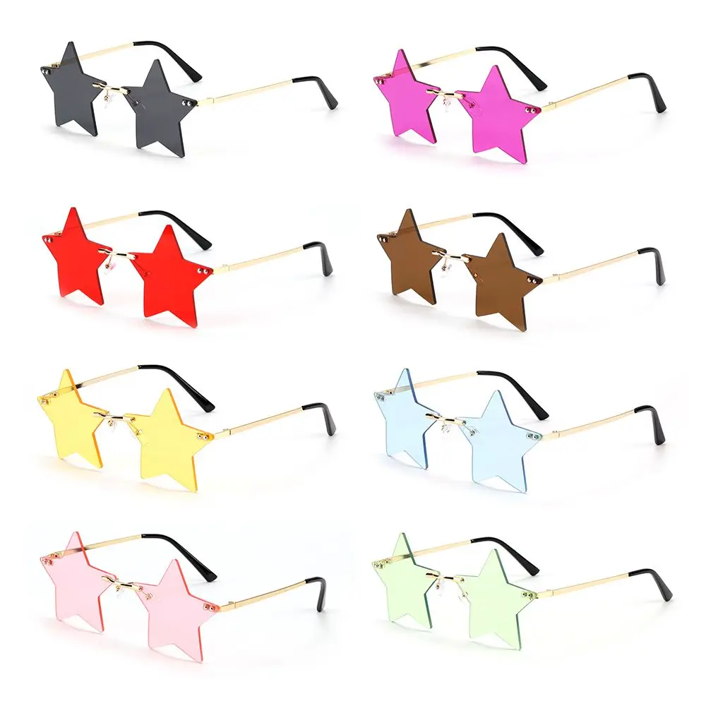 Funny Eyeglasses Pentagram Eyewear Star Shape Party Glasses Rimless Sunglasses Sun Glasses