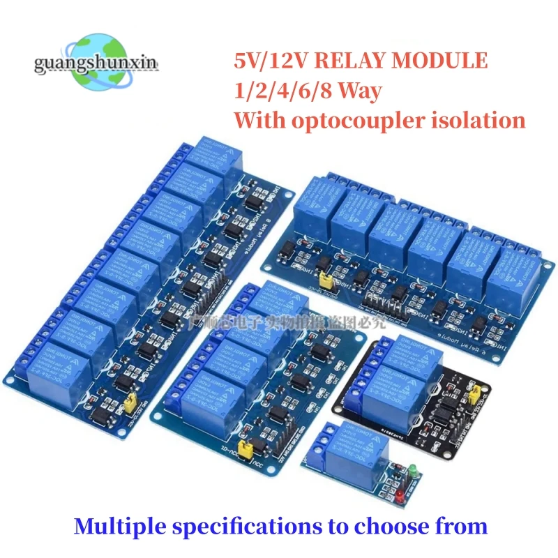 1pcs 5V 12V1 2 4 6 8 Channel Relay Module With Optocoupler Relay Output 1 2 4 6 8 Way Relay Module For Arduino In Stock