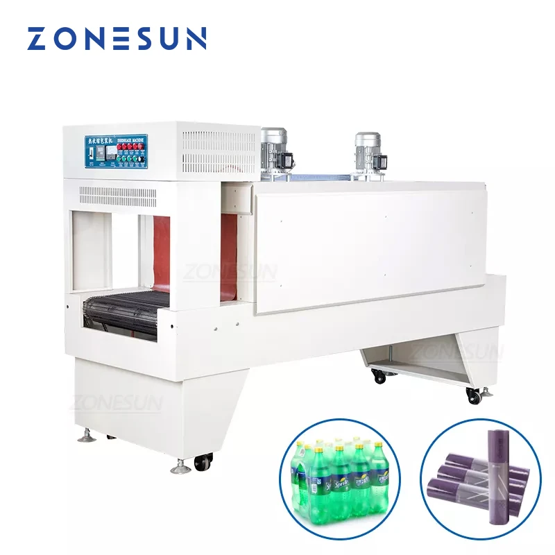 ZONESUN Automatic Carton Roll Paper Fruit Book Beer Bottle PVC PE Packaging Film Heat Shrinking Packing Machine