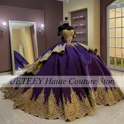 Purple Quinceanera Dress Ball Gowns Appliques Sweetheart Tiered Short Sleeve Formal Party Gowns For Sweet 16 Dresses Customized