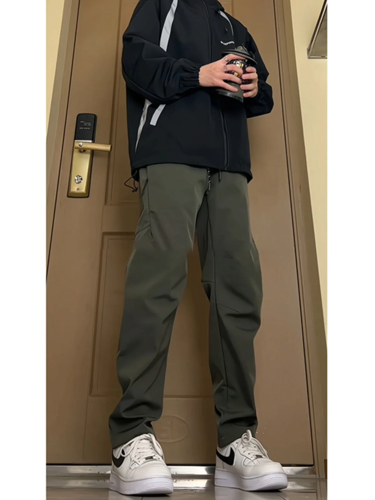 

American Vibe Military een Fce Lined Outdoor Skiing Pants Men's Casual Trousers Spring Anti-Cold Corduroy Straight Leg J...