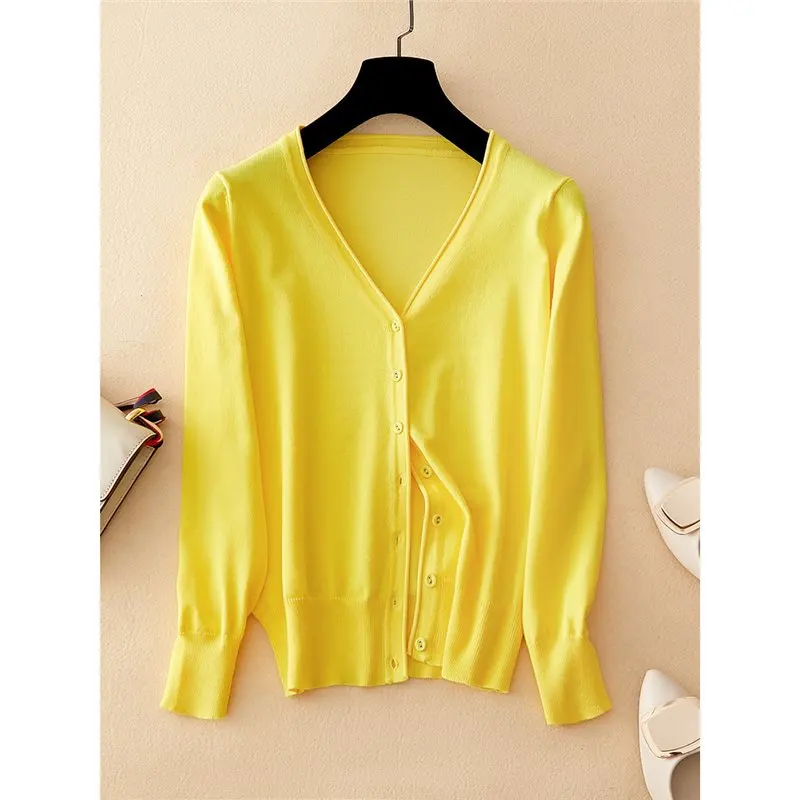 Women's Knitted Open Cardigan Thin Outerwear Air Conditioning Sweater Large Size Spring Autumn Top with Strap Small Jacket