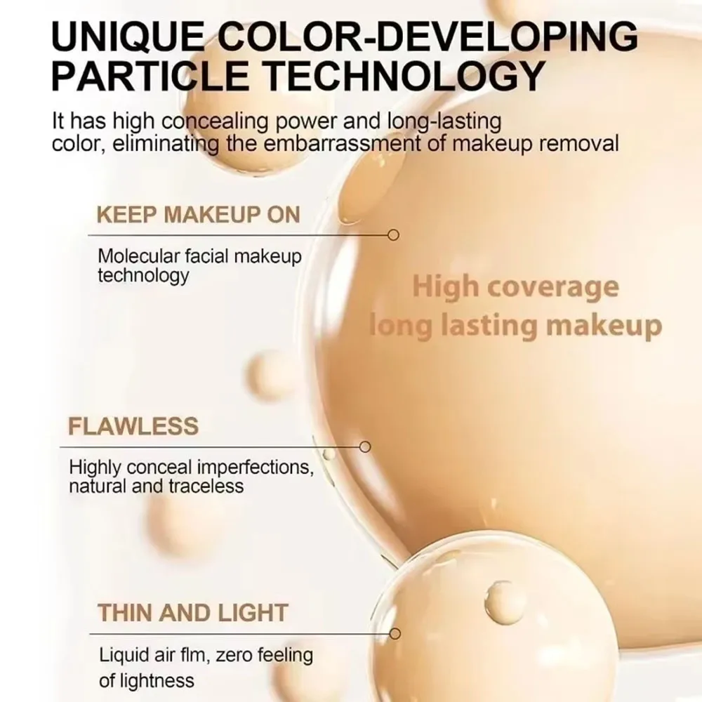 4-in-1 Foundation Liquid SPF 50+ Full Coverage Concealer Long-lasting Waterproof Professional Concealing Face Dark Circle