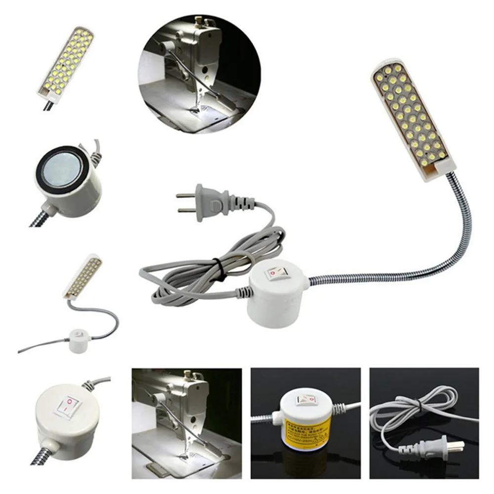 220-250V 10 LEDs Sewing Machine Light Gooseneck Lamp with Magnetic Base Home Working Light Lamp Sewing Machine Accessories