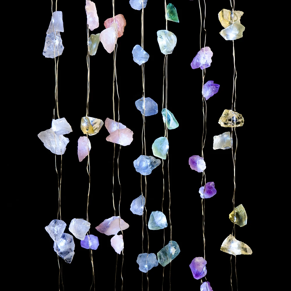Natural Gemstones Amethyst Clear Quartz Lights Birthday Atmosphere Lamp Healing Crystal Raw Stone Home Wedding Party Decor Gift
