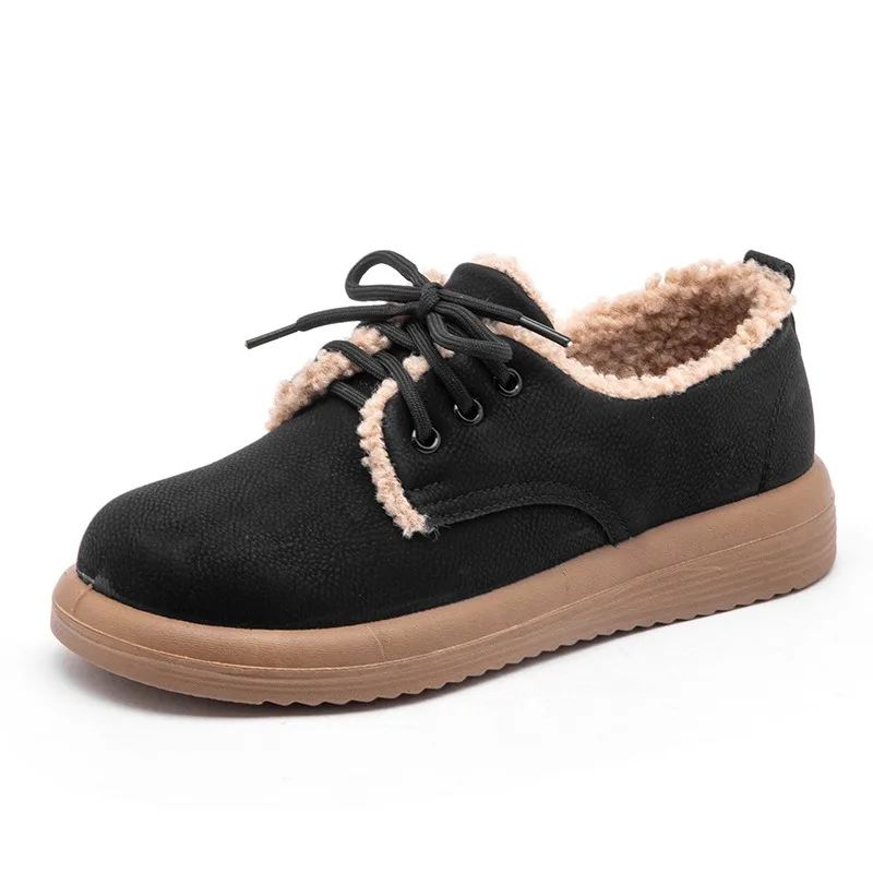 

2025 Winter Shoes Women Loafers Flat Cotton Shoes Non-slip Brand Ladies Warm Plush Shoes Soft Casual Plus Size 41 D732