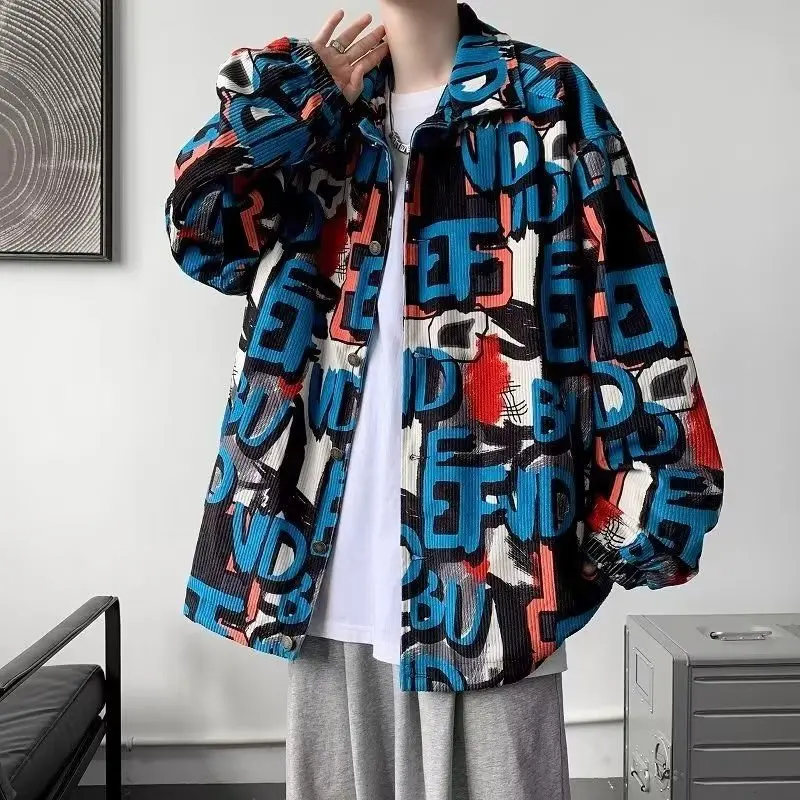 

Мужская вельветовая рубашка с длинным рукавом, дизайнерская, в уличном стиле, класса люкс, для больших размеров, осенне-зимняя модная рубашка