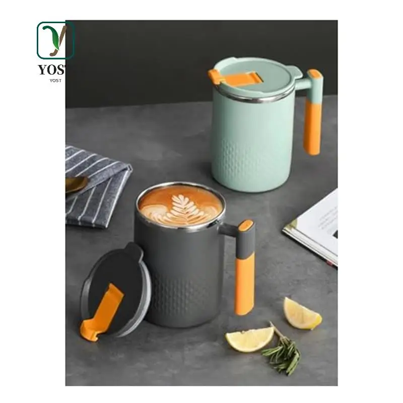 

YOST-Premium Heat Resistant Double Wall Vacuum Insulated Stainless Steel Coffee Cup - Mug With Lid & Handle Keep Drinks Hot