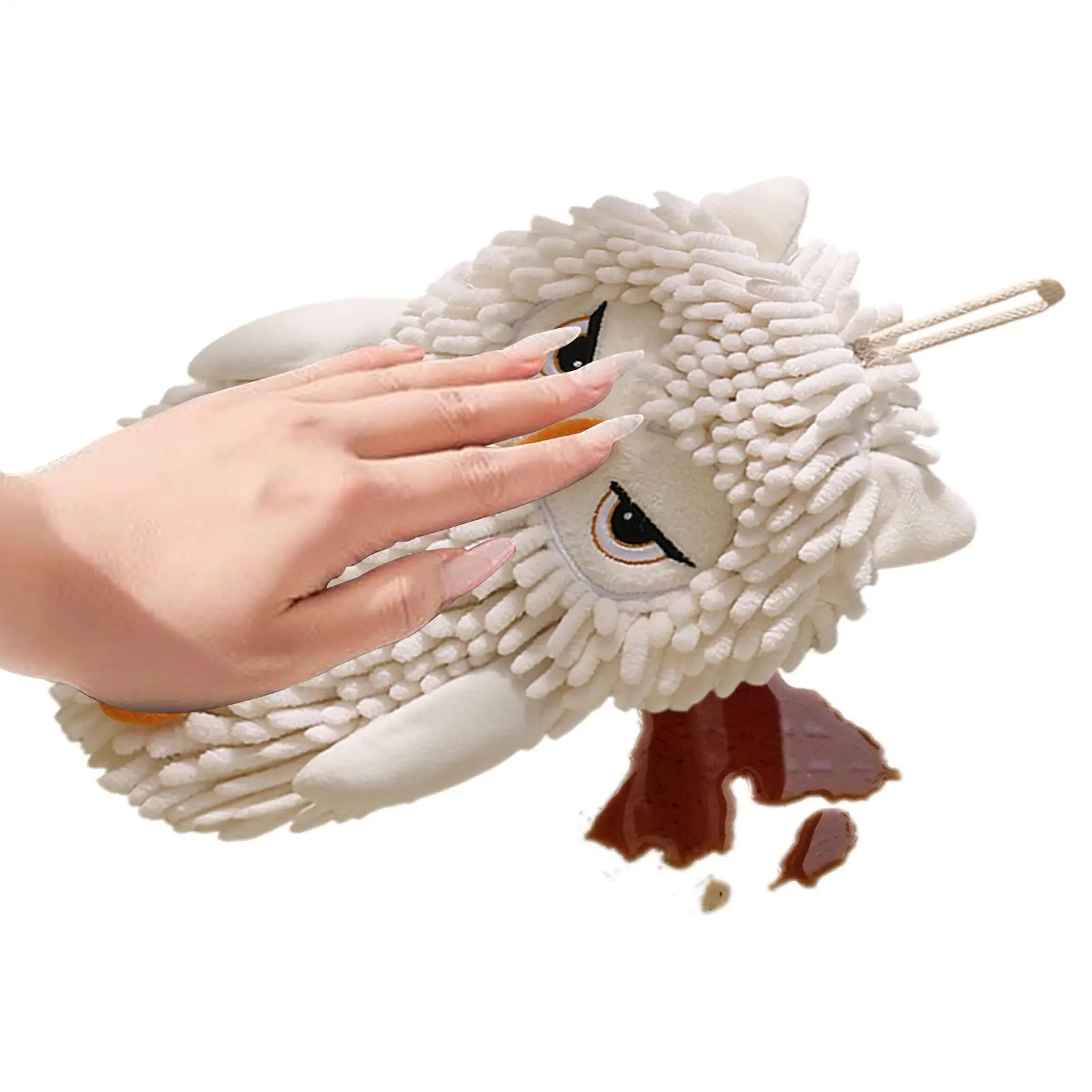 

Fuzzy Ball Hand Towel Owl Design Absorbent Rag Hangable Chenille Quick Dry Hand Towels For Bathroom For Hotel Home Kids Adults