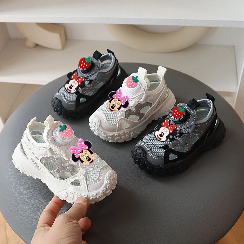 صنادل ديزني فيرست ووكرز الرياضية للأطفال بأزرار دوارة، أحذية صيفية ميكي ماوس كارتونية للأولاد، أحذية كاجوال للفتيات بفتحات شبكية #2