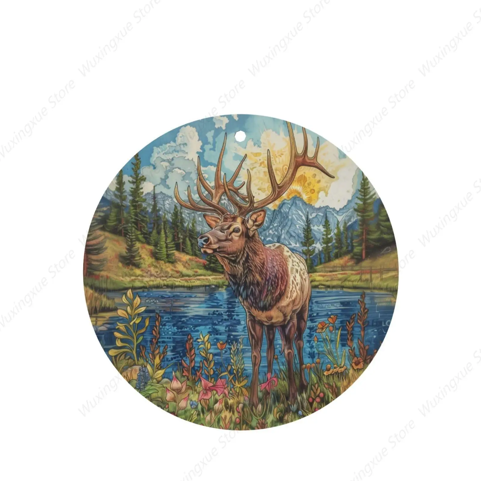 Car Air Fresheners Cards Set of 4 Pieces with Stylish elk with beautiful antlers Print - Long-Lasting Fragrance for Your Vehicle