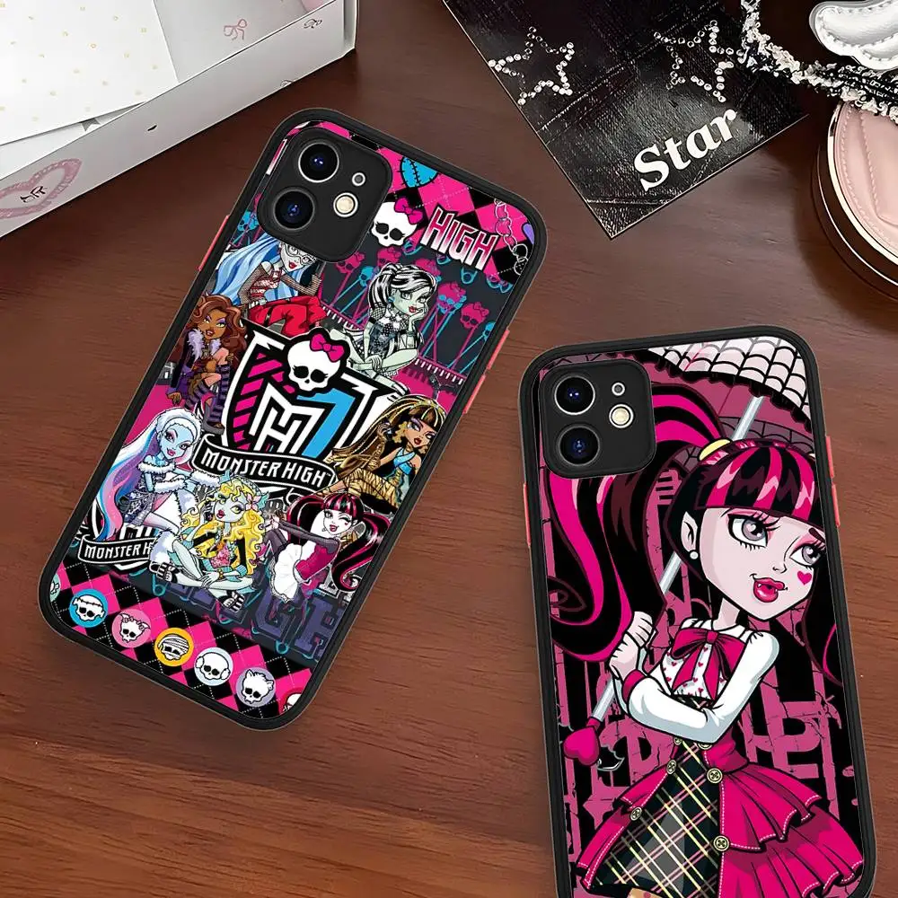 

Cartoon M-monster Classic High Phone Case For IPhone 16e 16 15 14 13 12 11 Pro Max X XS Max Plus Matte Clear