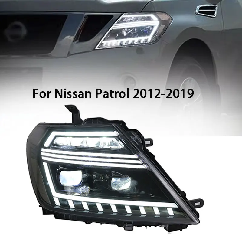 

Стайлинг автомобиля, передняя фара для Nissan патруль Y62, фары 2012-2019 _ фара, объектив проектора DRL, автомобильные аксессуары
