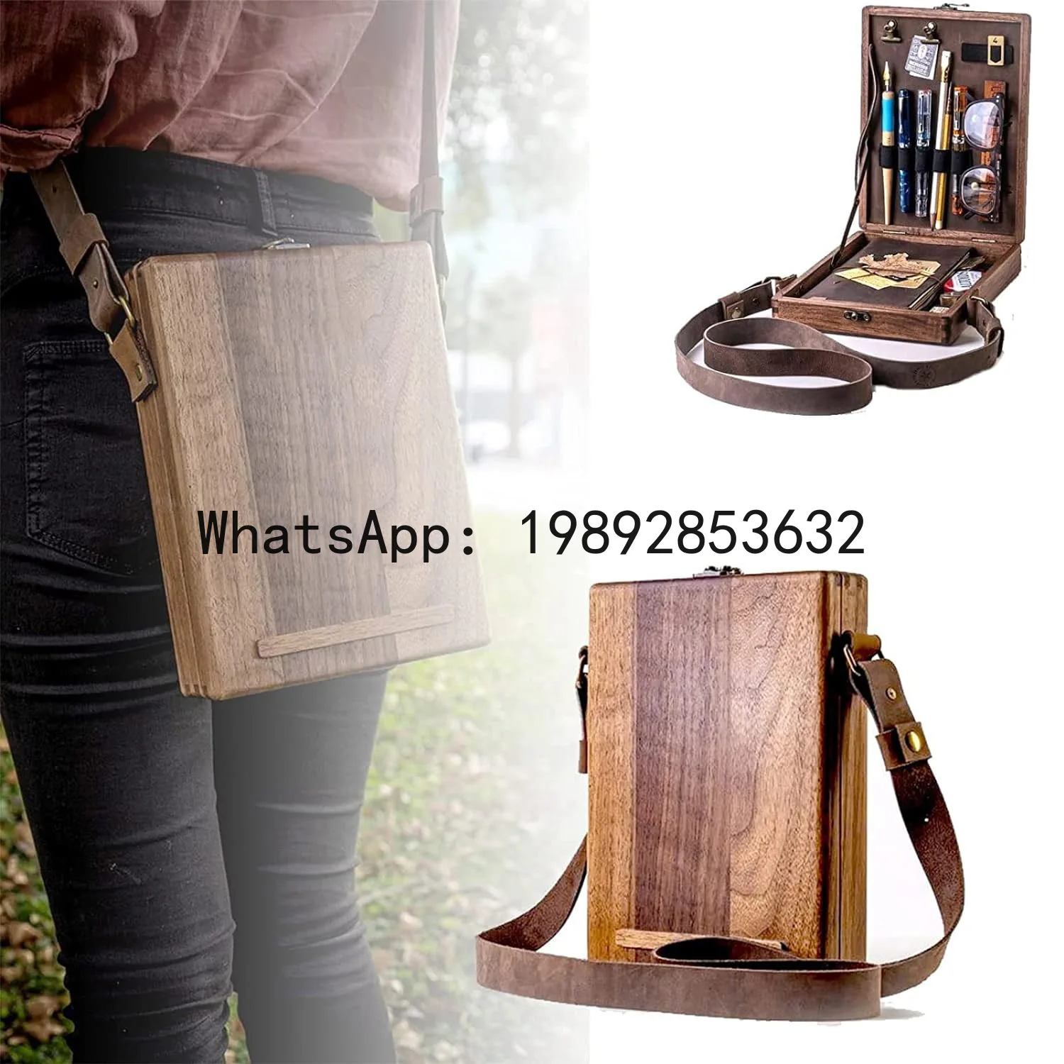 Wooden box new chinoiserie satchel writer wooden  writer wooden  crossbody postman storage box