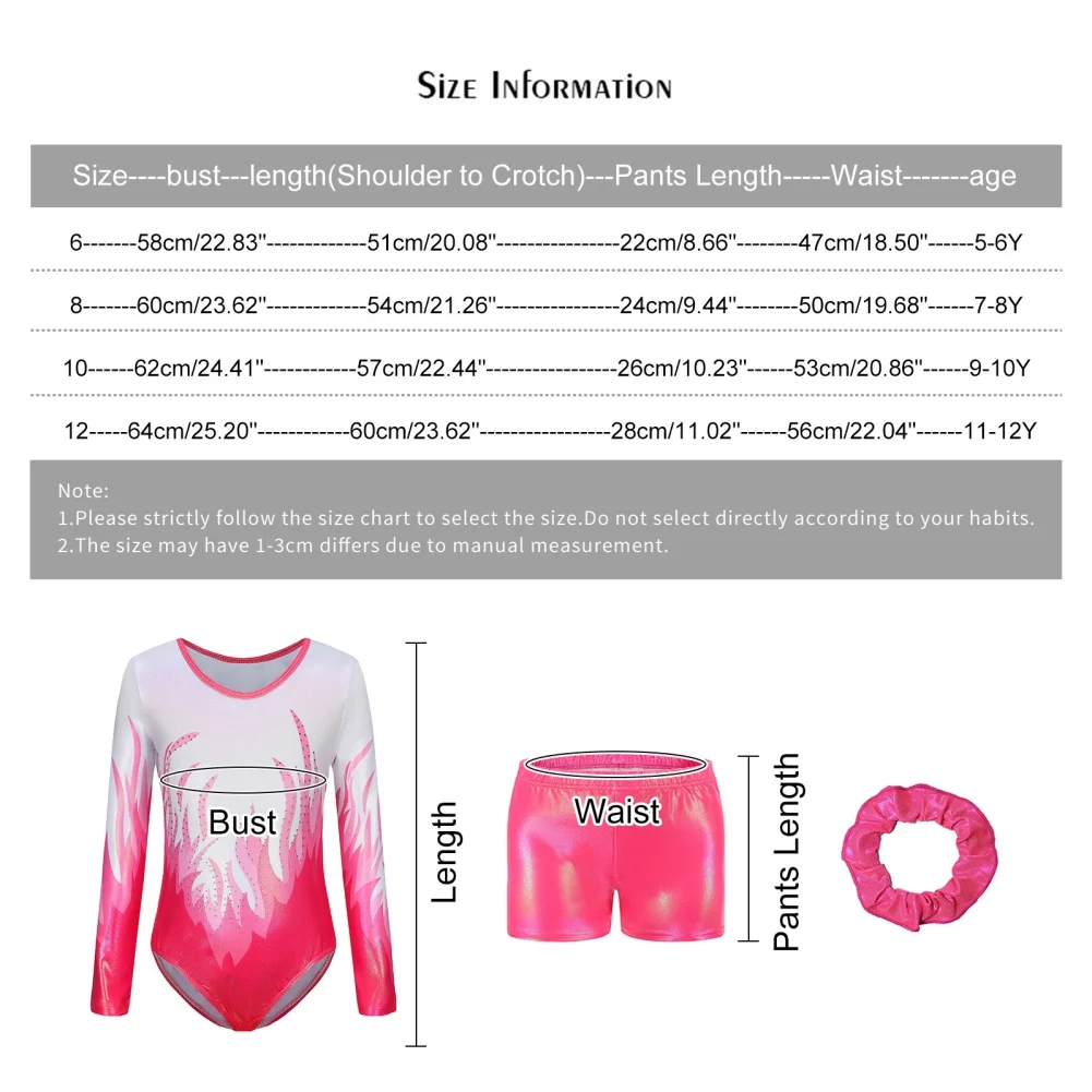 Justaucorps de ballet à manches longues pour enfants, justaucorps de gymnastique pour filles, costume de batterie avec short, bandeau pour cheveux,