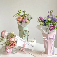 1PCS Triangle Flower Wrapping Paper Box Bouquet Packaging Bag Flowers Paper Material Graduation Wedding Party Decor Supplies