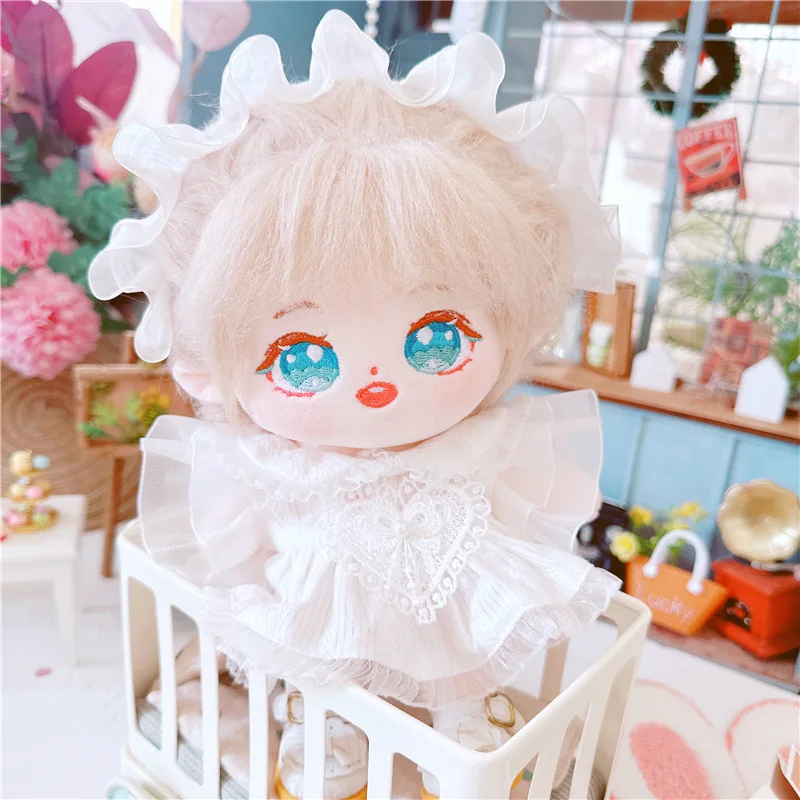 

Rabbit rabbit white dress child nightdress 20cm suit 20cm baby clothes star cotton doll clothes