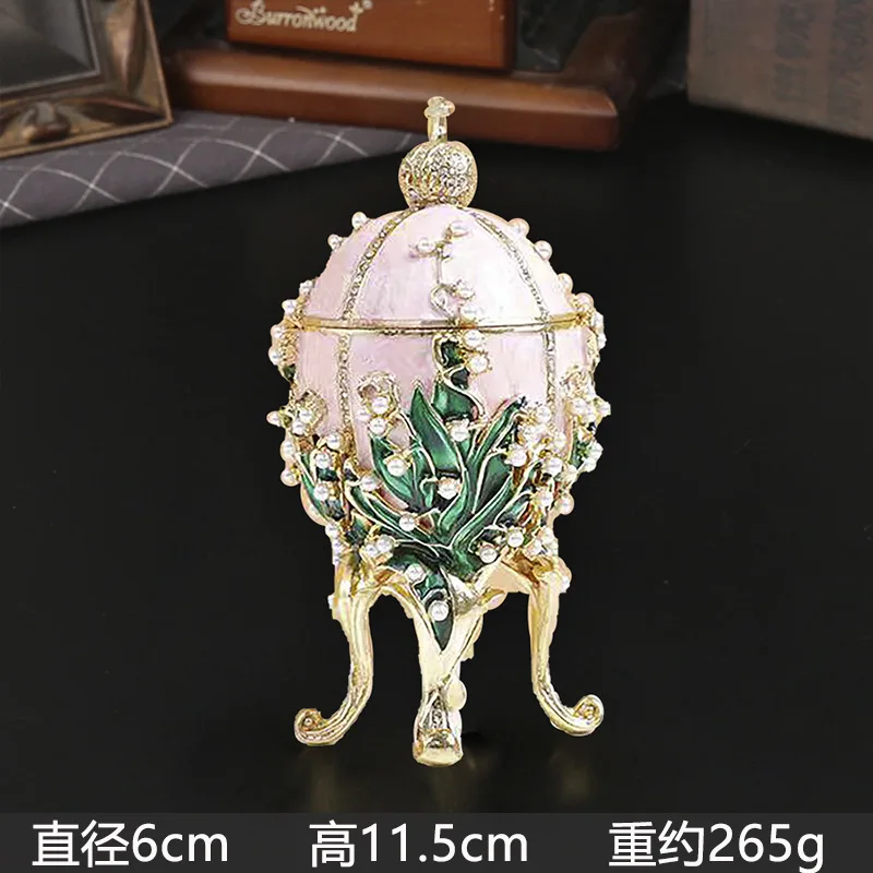 Castle Diamond Egg Enamel Jewelry Box - Retro Decorative Enamel Egg Ornament