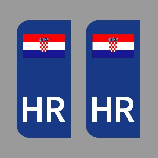 2 x Number Plate Black Sticker HR Flag of Croatia  EU Field Film Black Car Trailer Caravan Bus Fits all standard sized Vinyl