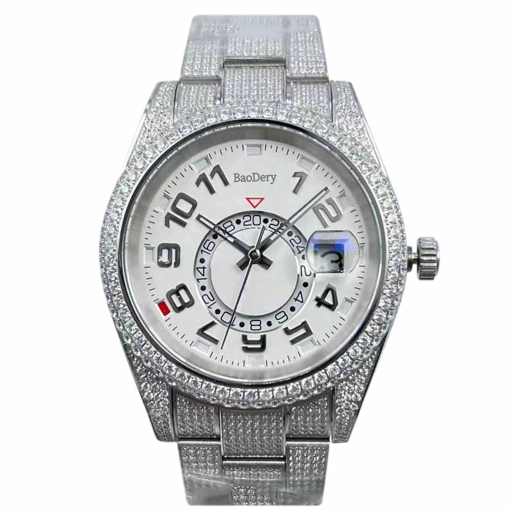 

42mm high-end men's watch - Diamond bezel with Chinese numerals and mechanical movement, luxurious design, the best gift for