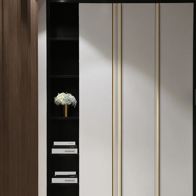 Simple Gold Brushed Long Wardrobe Door Handles Aluminum Alloy Kitchen Cabinet Knobs and Handles Drawer Pulls Hardware