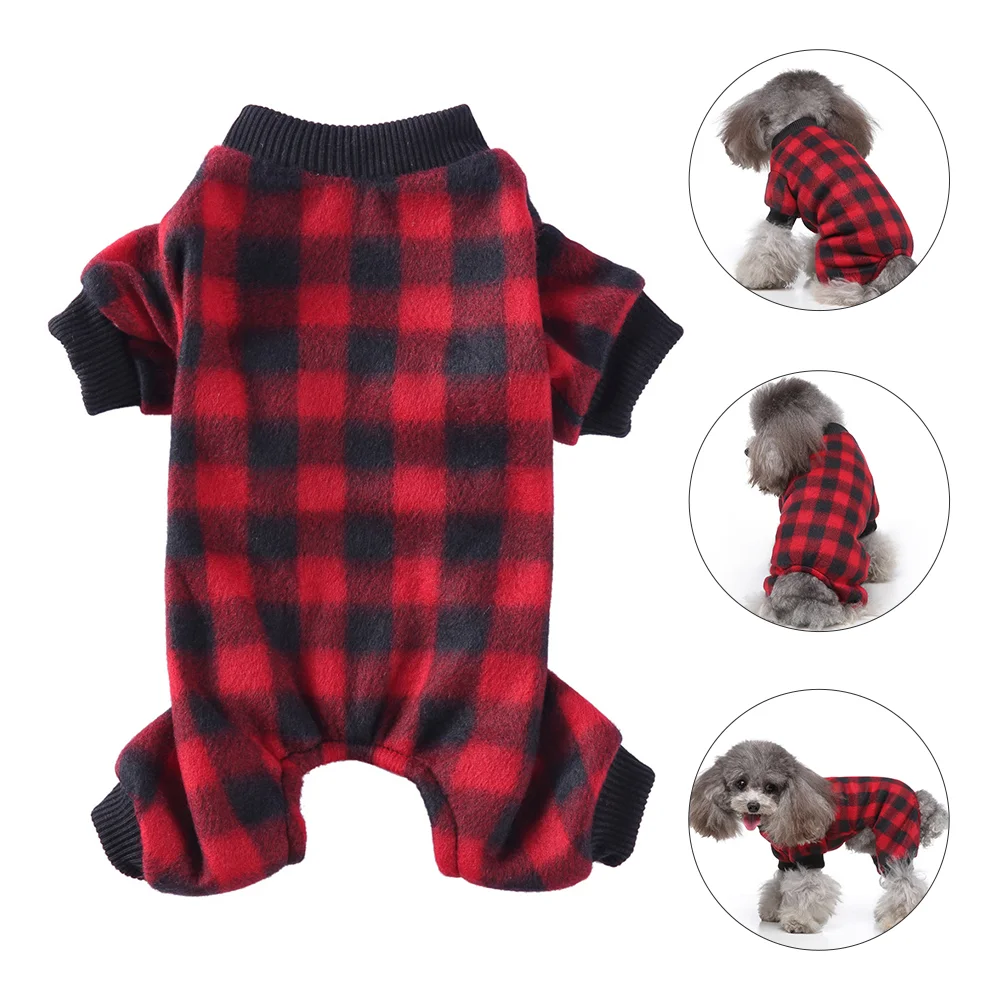 Dog Pajamas Warm Pet Costume Lattice Clothes Clothing Dreses Supplies Polyester Apparel