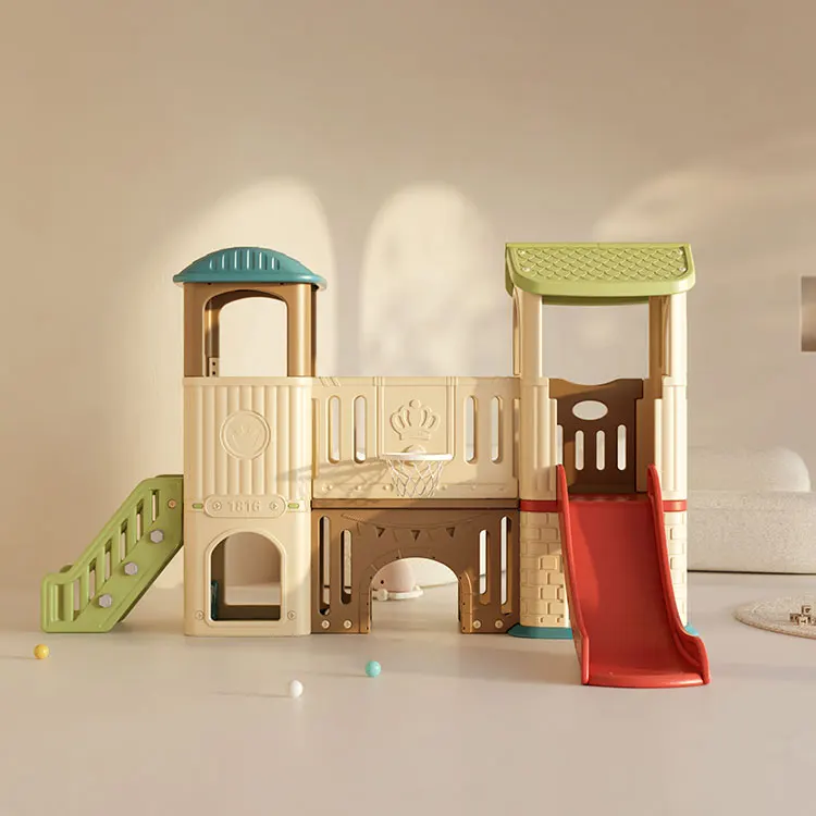 عرض ساخن لعام 2025، منزل لعب للأطفال في الهواء الطلق، مجموعة ملعب منزلق بلاستيكي صغير، منزل لعب للأطفال مع شريحة