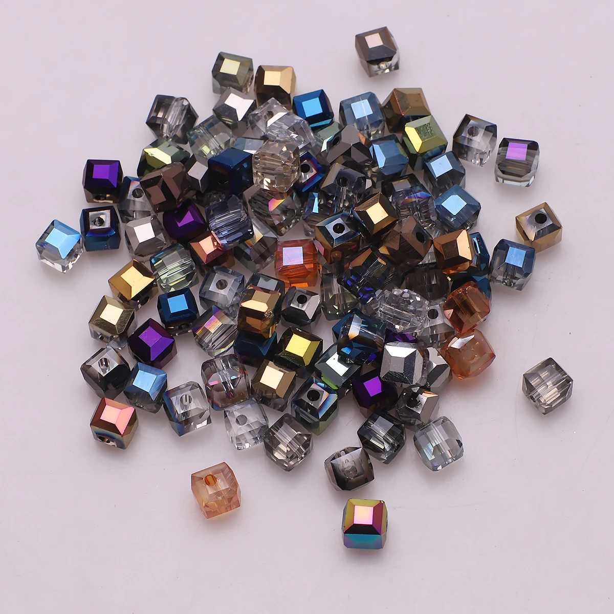 Random Mixed Glass Cube Beads 2/3/4/6/8/10mm Faceted Crystal Square Loose Spacer Beads DIY Making Earing Necklace Accessories