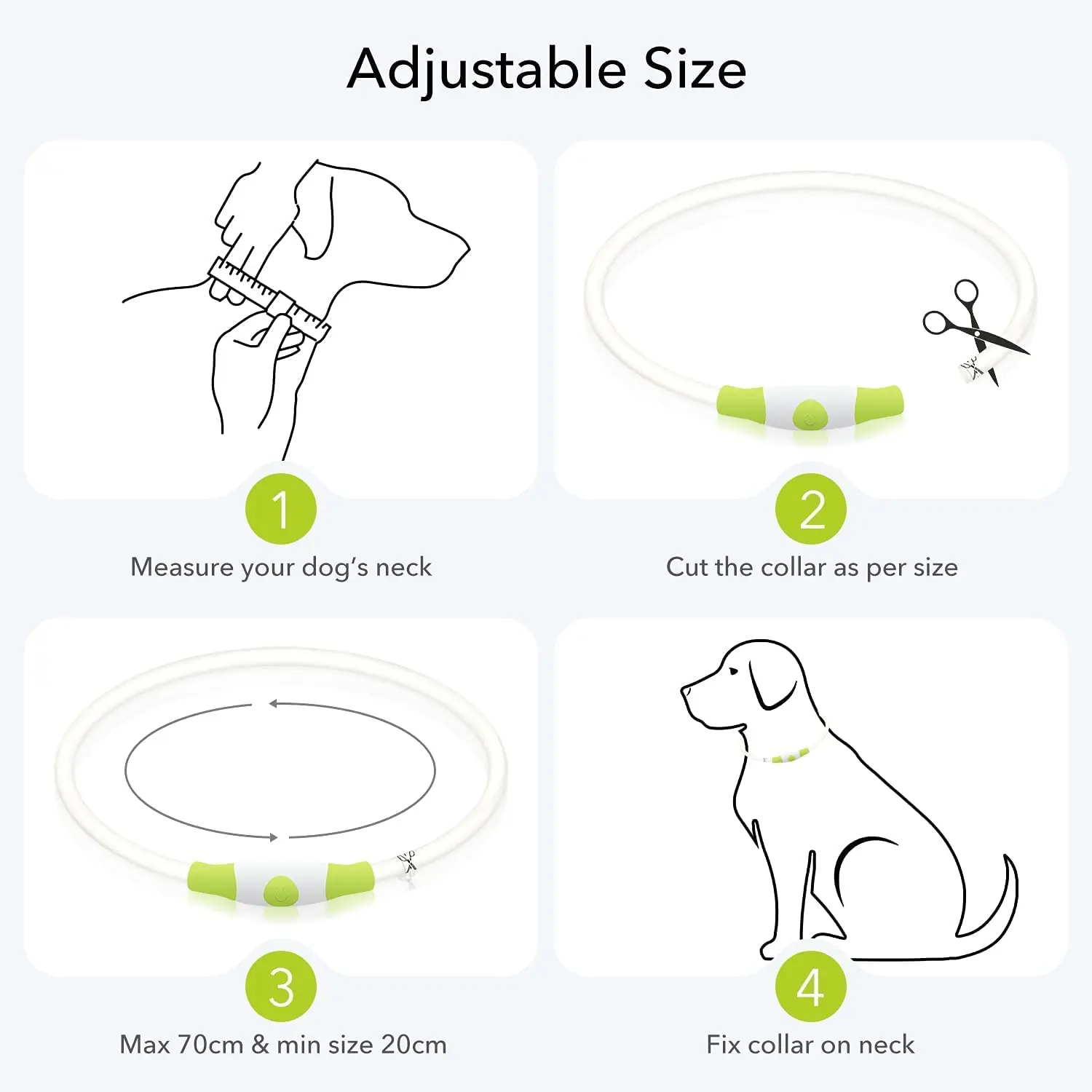 Led Luminous Dog Collar Light Rechargeable Dog Necklace, Fashion Flashing DIY Glowing Safety Collar for Dogs Nighttime Walking