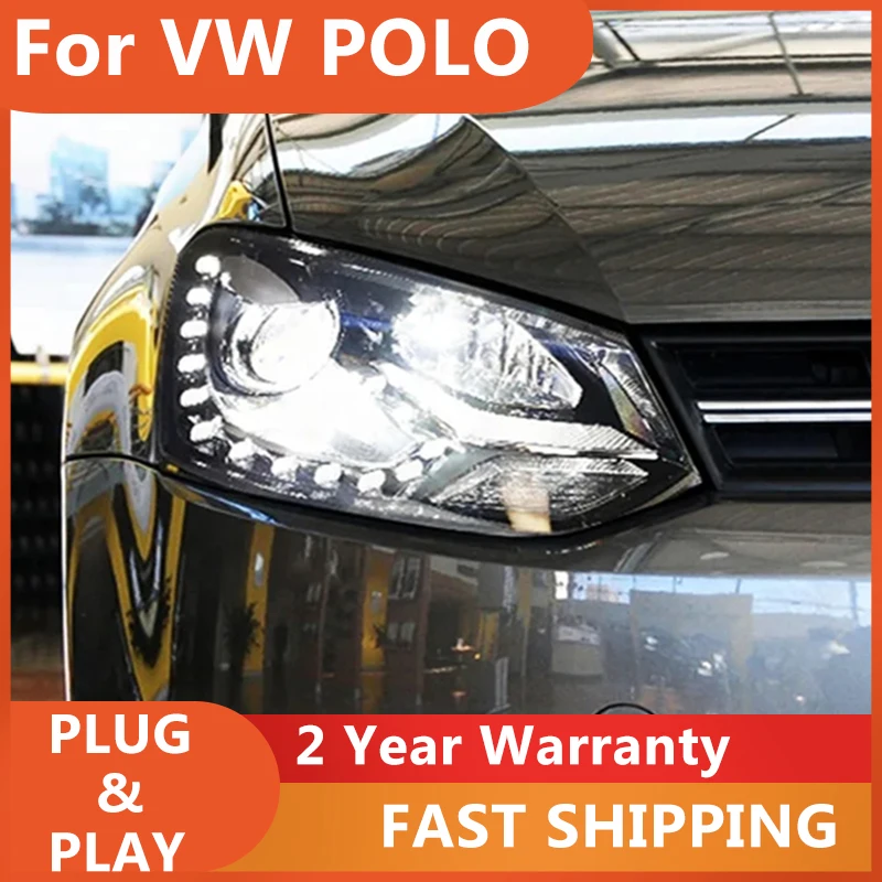 Car Accessories for VW Polo Head Lamp 2011-2018 Polo Headlight DRL Turn Signal High Beam Projector Lens