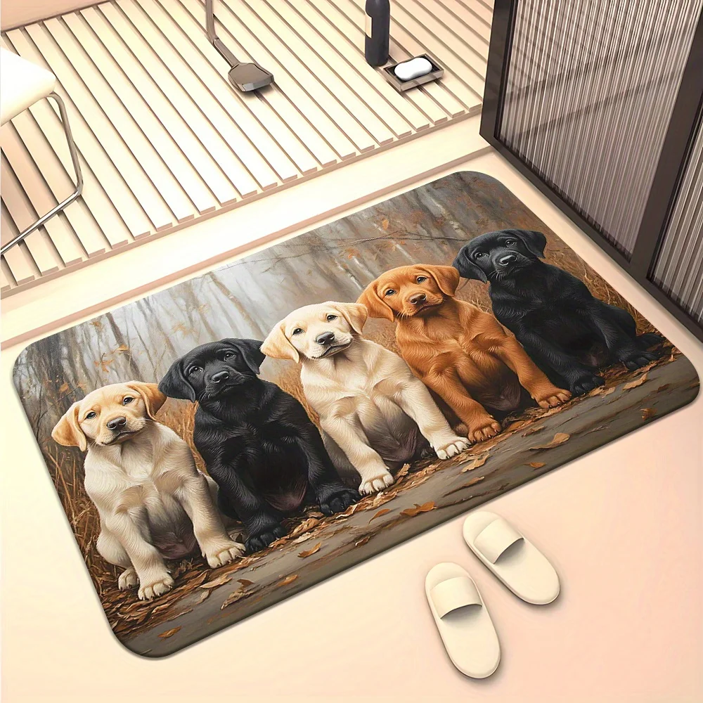 High Definition Printed Labrador Retriever Non-Slip Door Mat Absorbent Washable Rug for Bathroom Bedroom Living Room Entryway