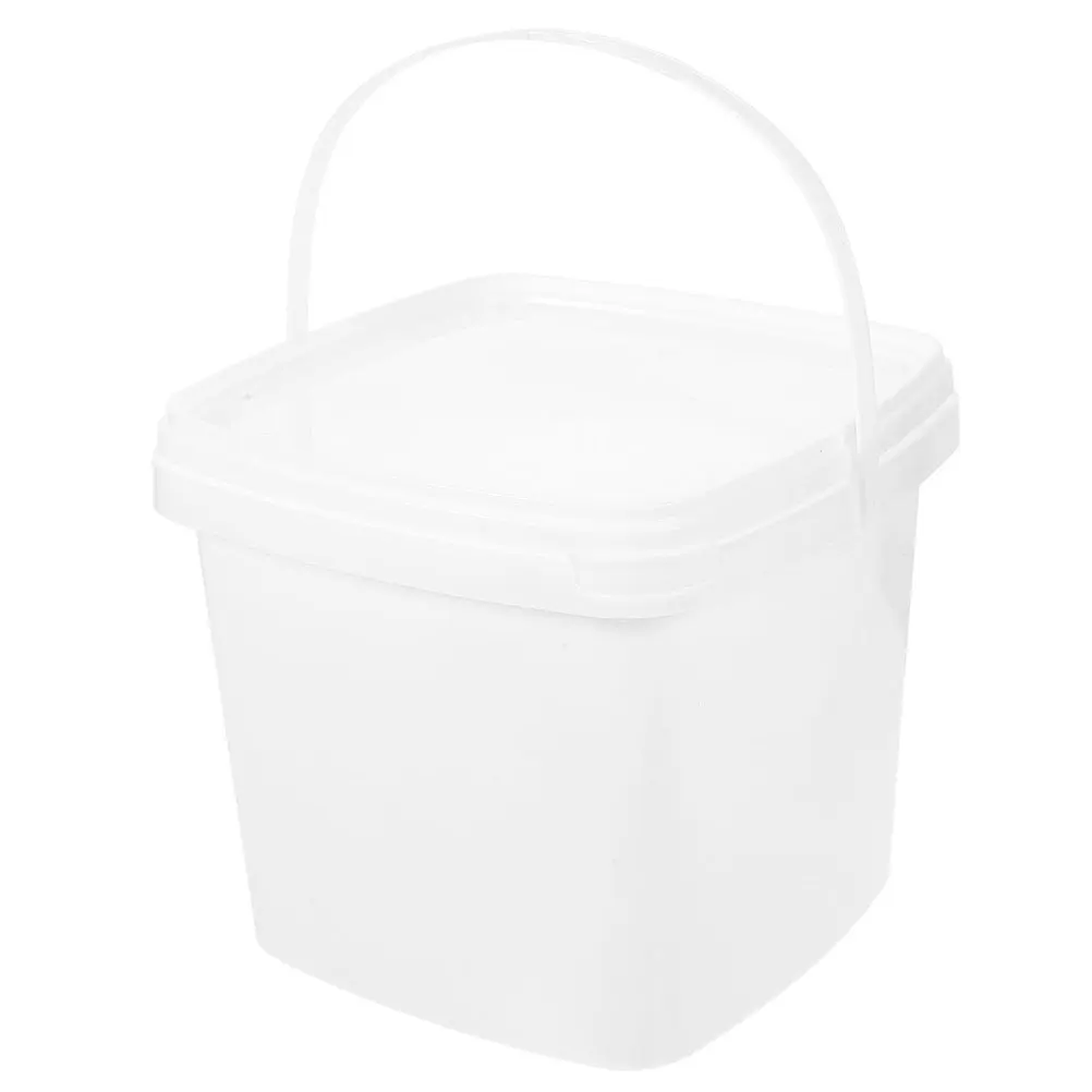 

Square Plastic Bucket White 1L Food Grade Water Container With Handle Storage Bucket For Home Garden Dorm