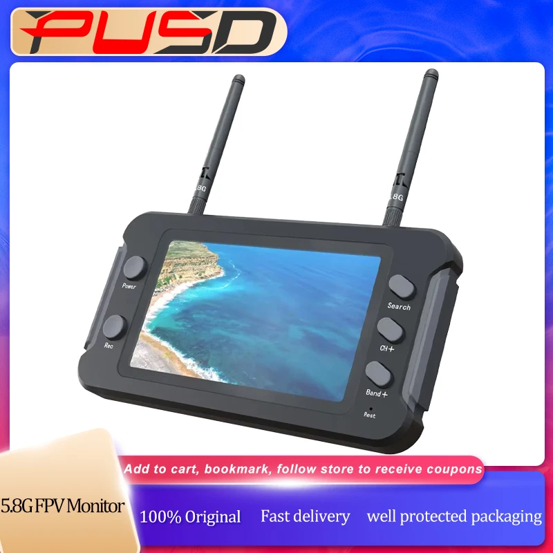 Monitor FPV de 5,8G con DVR, 40 canales, pantalla LCD de 4,3 pulgadas, 16:9 NTSC/PAL, búsqueda automática, grabación de vídeo para Dron RC FPV Quadcopter