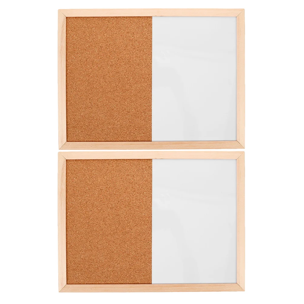 

2Pcs Wall Mounted Combination Notice Board Cork Dry Erase Board Wooden Frame Small Cork Boards for Office School