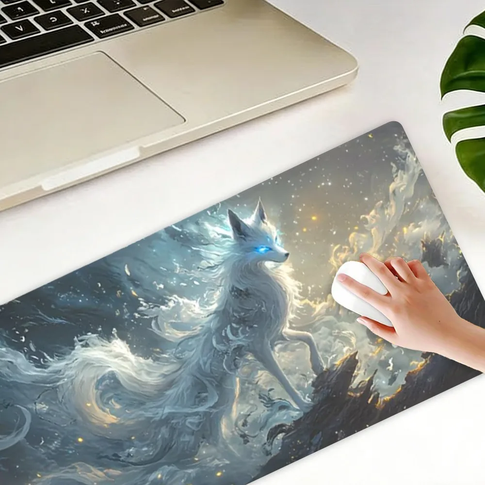 High-definition printed desktop mat with Nine-Tailed Fox pattern alfombrillas para escritorio desk organizers and trays