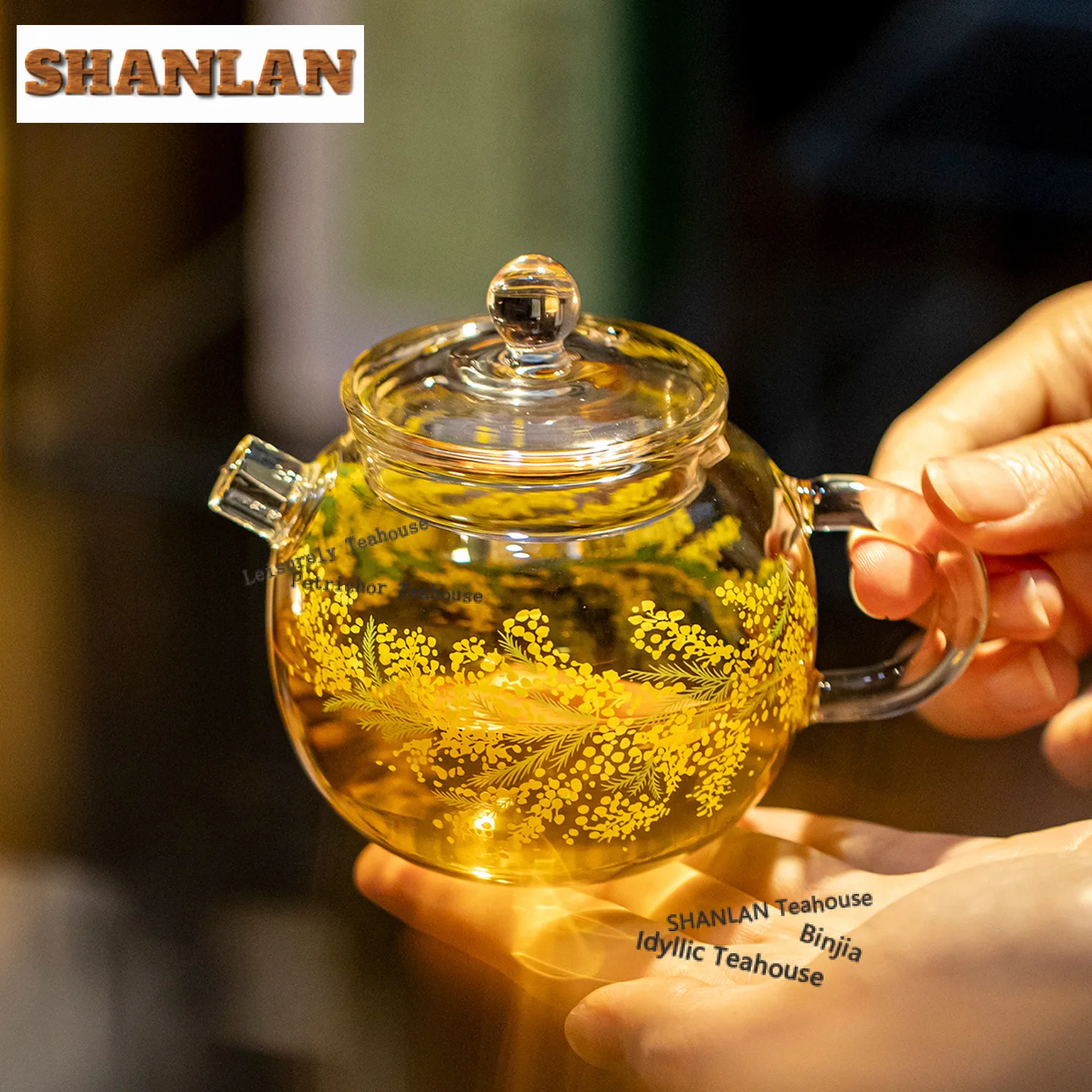 

220ml Lily Glass Teapot Elegant Tea Infuser Pot Household Tea Maker Kettle With Filter Flower Tea Cha Accessories Gift Craft