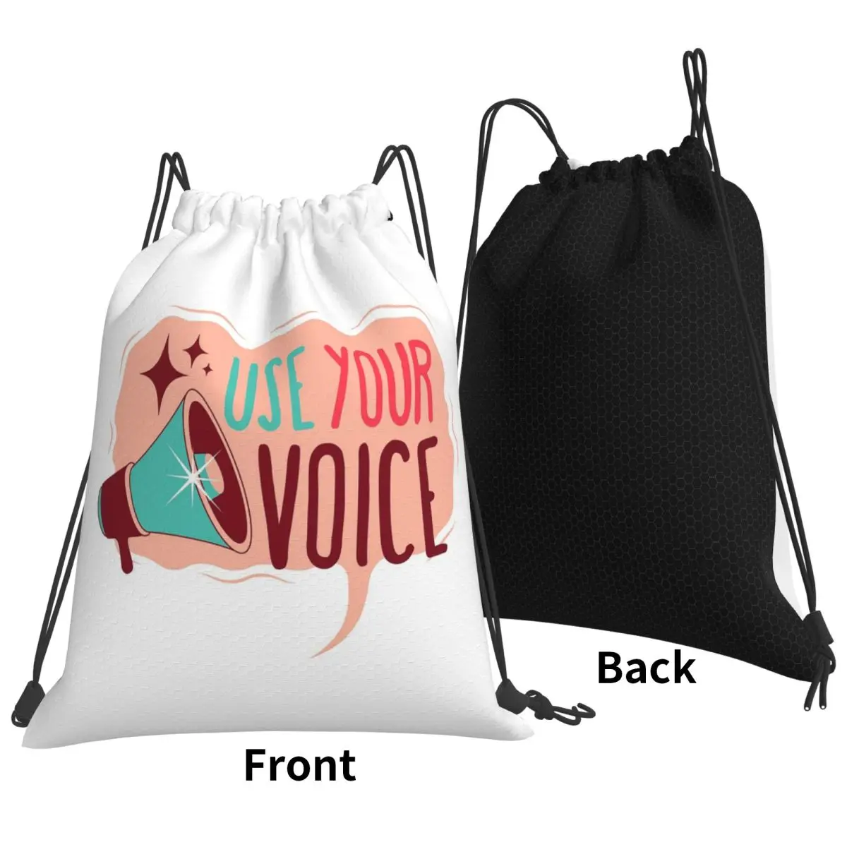 Use Your Voice Backpacks Portable Drawstring Bags Sports Bag Book Bags for Man Woman Students