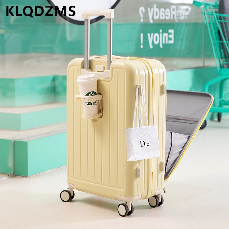 KLQDZMS-Bagagem de viagem com senha, mala de cabine feminina, mala de embarque, carrinho de carregamento USB, ABS e PC, 20 ", 22", 24 ", 26"