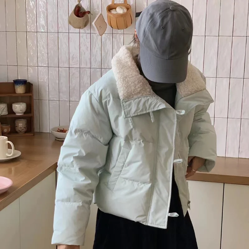 Kurz Daunen jacke für Damen, koreanische Mode, Spleißen, Süß, Süß, Lose, Dicke Oberbekleidung, Weiblicher Wintermantel, Neu, 2024