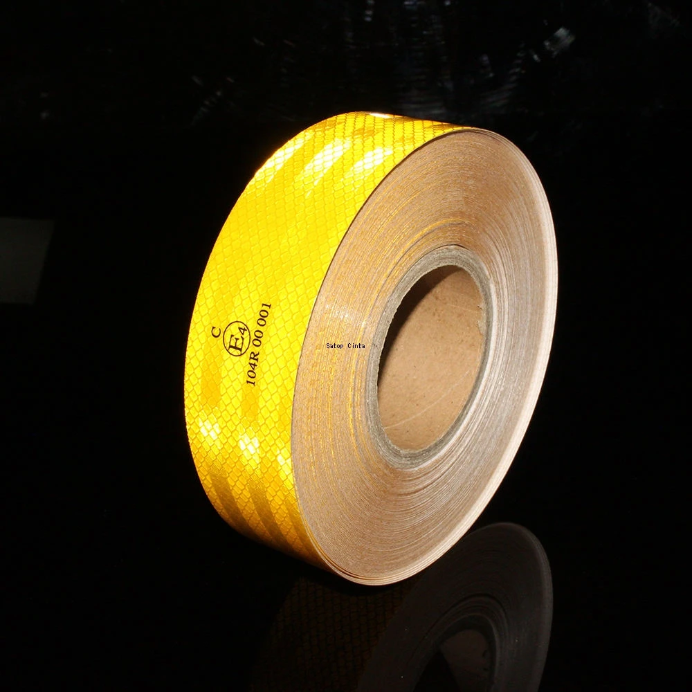 DIY 5CM*5M Yellow Diamond Grade Reflective Car Stickers ECE 104R Waterproof Strong Self-Adhesive Tape Reflectors Film For Trucks